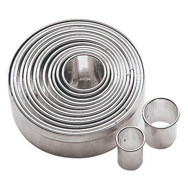 Set 11 cuttere rotunde Paderno inox 100mm