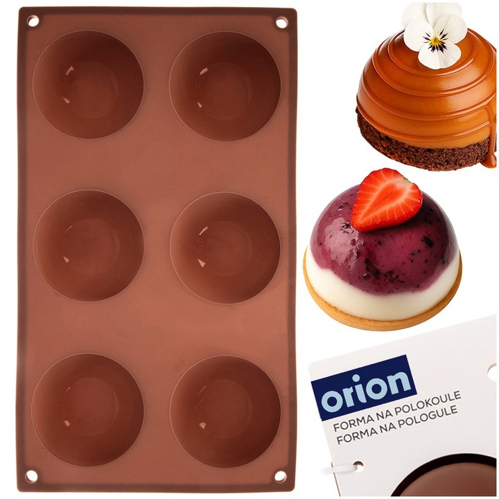Formă pentru deserturi și biscuiți, Orion, semisfere, 28x16.5x3cm, silicon, bronz