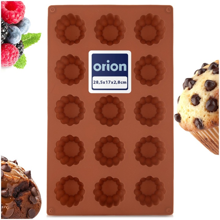 Forma pentru biscuiți Orion, floricele, 28x17x2.8cm, silicon, bronz