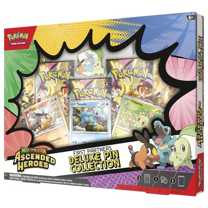 Set carti de joc, Pokemon TCG, Ascended Heroes, First Partners Deluxe Pin Collection