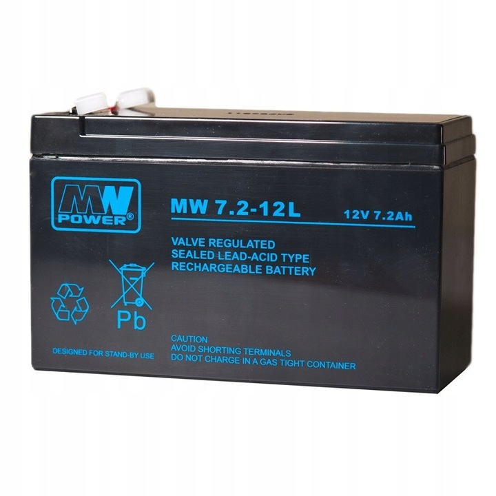 Baterie MW Power 12V 7.2Ah negru 15.1x9.4x6.5cm