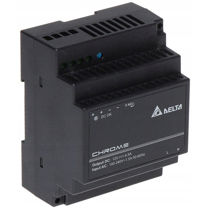 DELTA DRC-12V60W-1AZ kapcsolóüzemű tápegység, 12V, 54W, 2 kimenet, 71x91x56mm