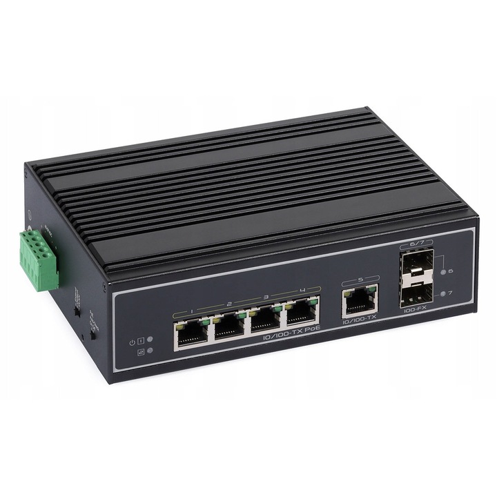 Switch PoE ULTIPOWER 152SFP, 4xPoE, 2xSFP, IP40, 165x115x50mm