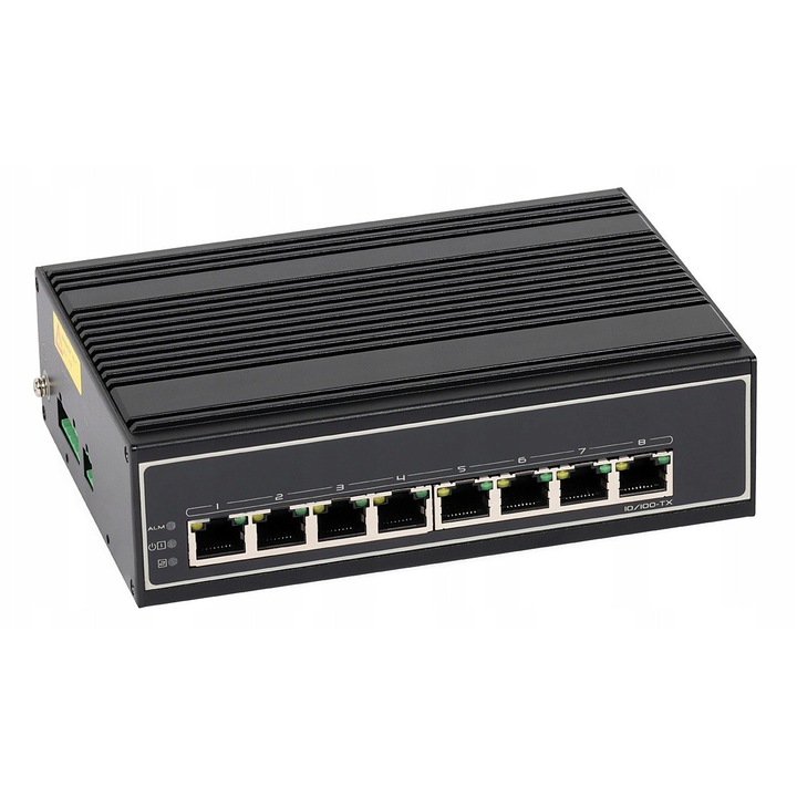 ULTIPOWER 180IND ipari switch, 8xFE, 8 Fast Ethernet 10/100 Mb/s port, IP40, 165x115x50mm
