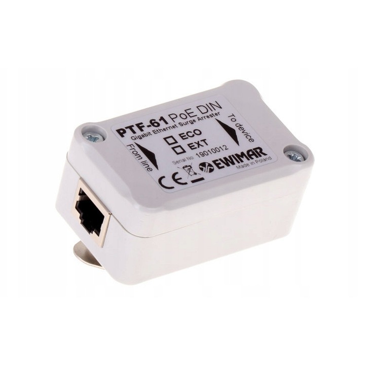 Protectie de supratensiune EWIMAR PTF-61-EXT/POE/DIN, 1 canal, IP54, 65x30x40mm