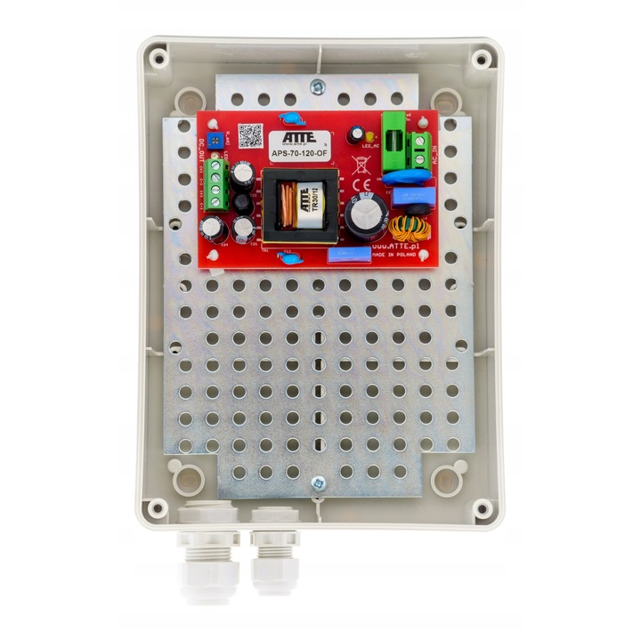 Sursa PC ATTE APS-70-120-M1 12V 6A 72W, protectie IP56, dimensiuni 190x140x70mm