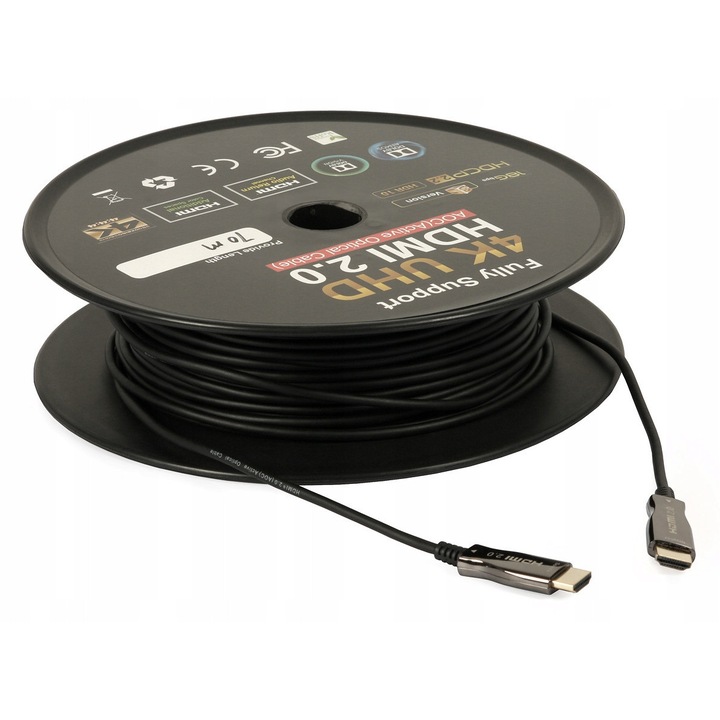 Активен оптичен HDMI кабел, Signal, 70м, 4K UHD, 18 Gb/s, 4,5мм