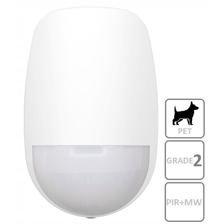 Detector de miscare dual, Hikvision DS-PDD12-EG2, PIR+MW, rezistent la animale, 12m, 65,7x103,8x45,5mm