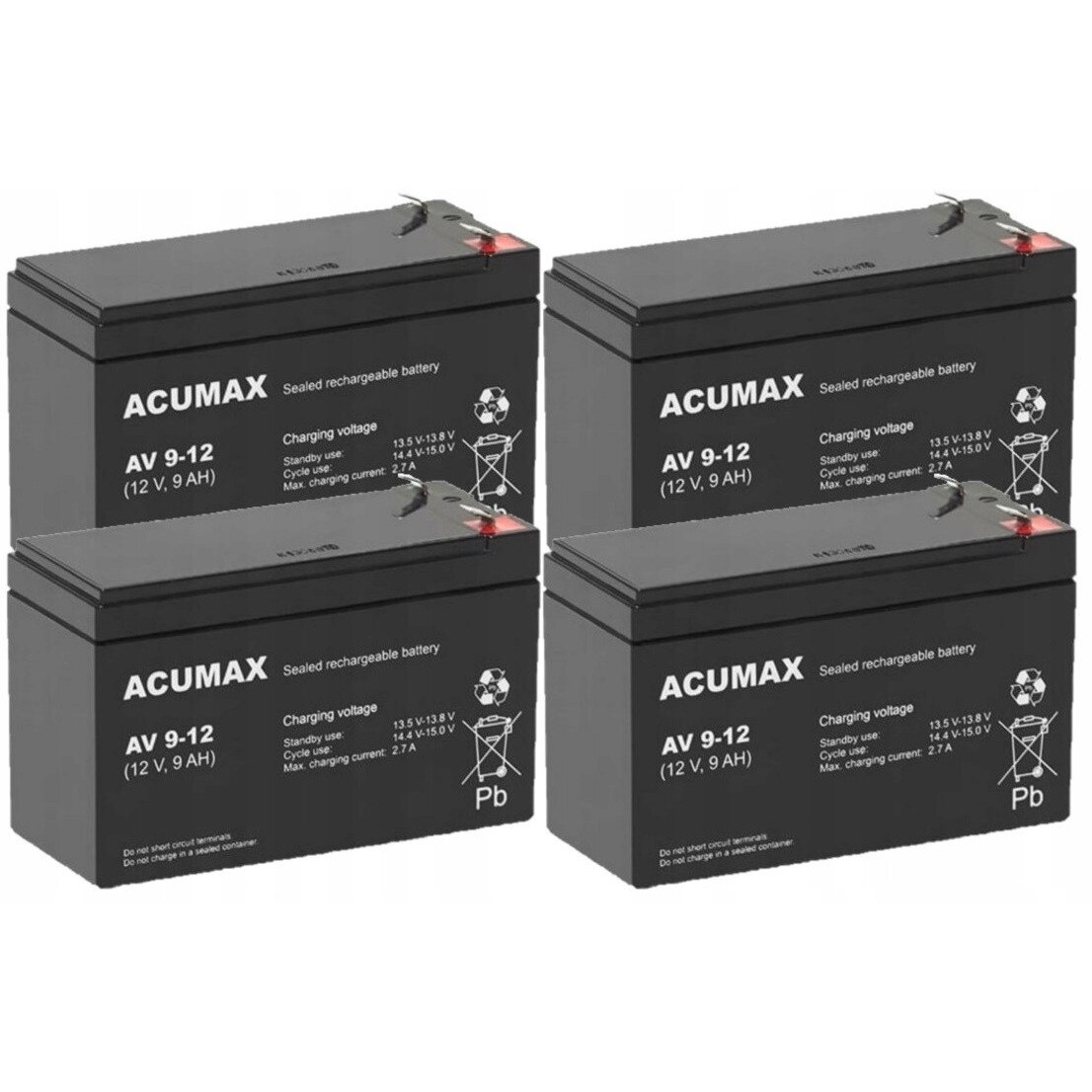 Set acumulatori ACUMAX RBC115 4x AV 9-12, 12V, 9Ah, tehnologie AGM ...