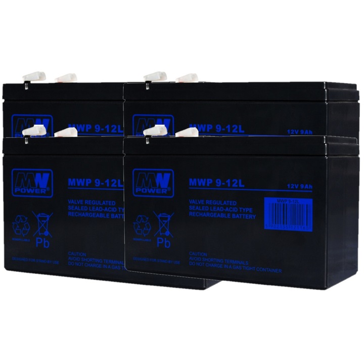 Set acumulatori MW Power MWP 9-12L, 4x, AGM, 12V, 9Ah