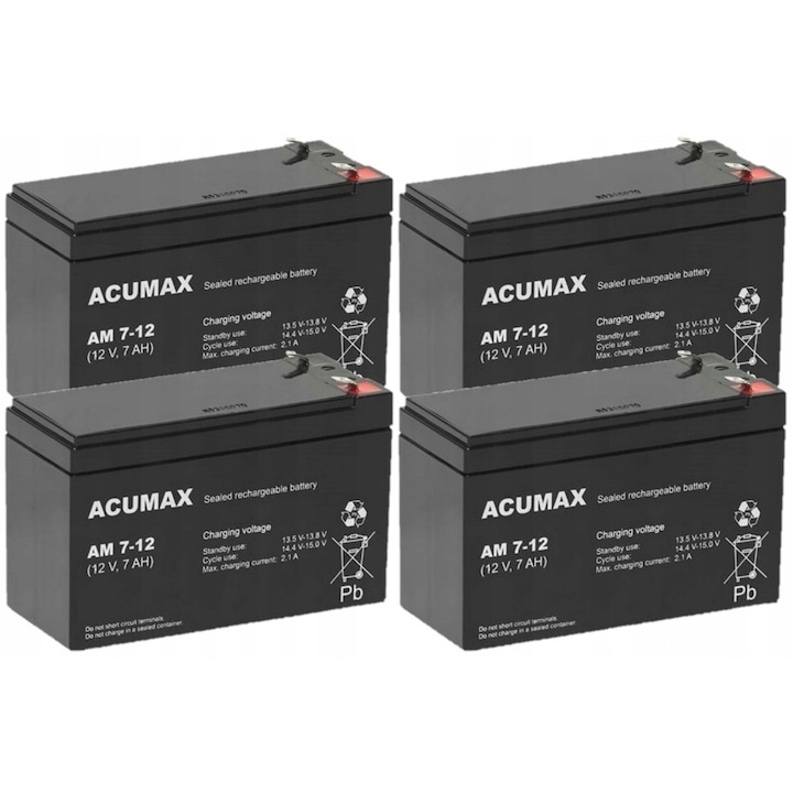 Set acumulatori ACUMAX RBC54 4x AM 7-12, 12V, 7Ah, tehnologie AGM, compacti