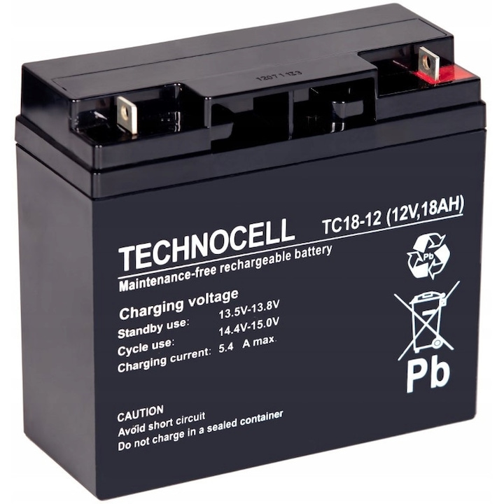 Acumulator AGM 12V 18Ah TC 18-12, fara intretinere, pentru sisteme de alimentare de urgenta