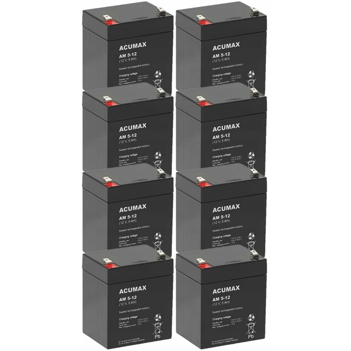 Set acumulatori ACUMAX RBC43, 8x AM 5-12, 12V, 5Ah, tehnologie AGM