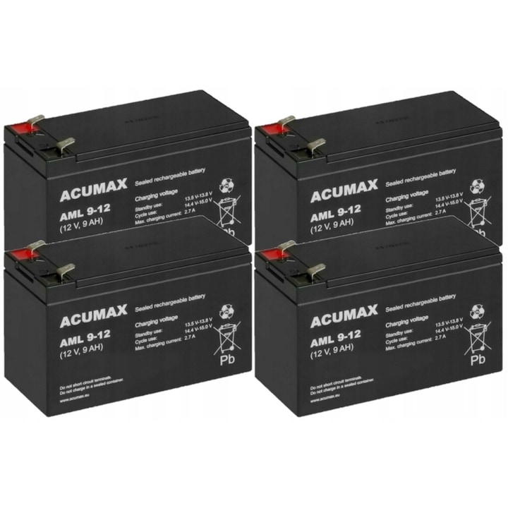 Set acumulatori ACUMAX RBC49 4x AML 9-12, 12V, 9Ah, tehnologie AGM, compact