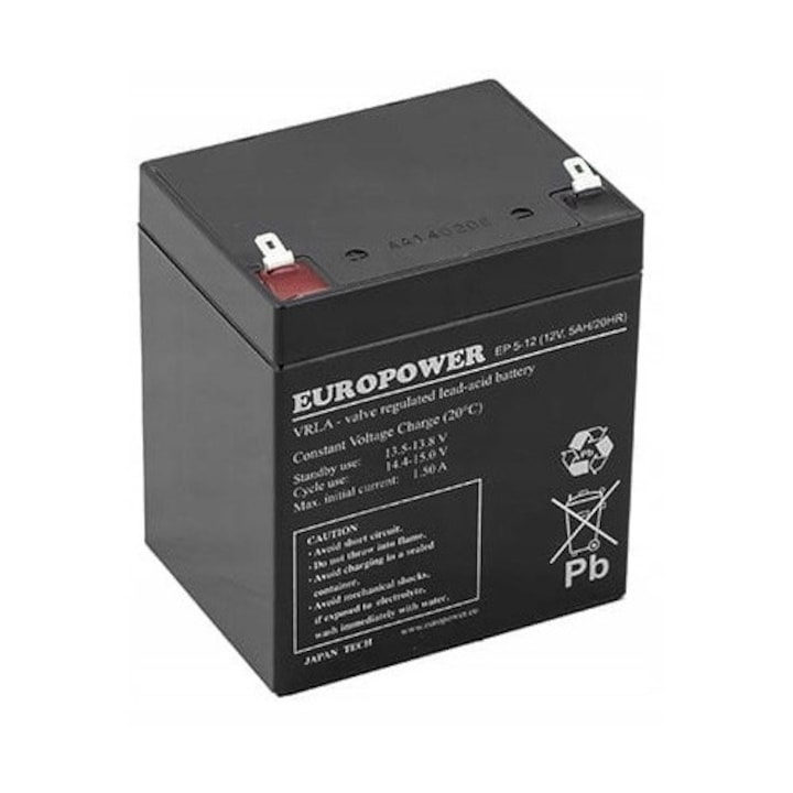 Set acumulatori Europower EP 5-12, 12V, 5Ah, tehnologie AGM, pentru UPS APC