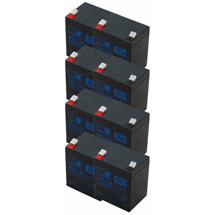 Set acumulatori MW Power MWP 5-12L, 8x, AGM, 12V, 5Ah