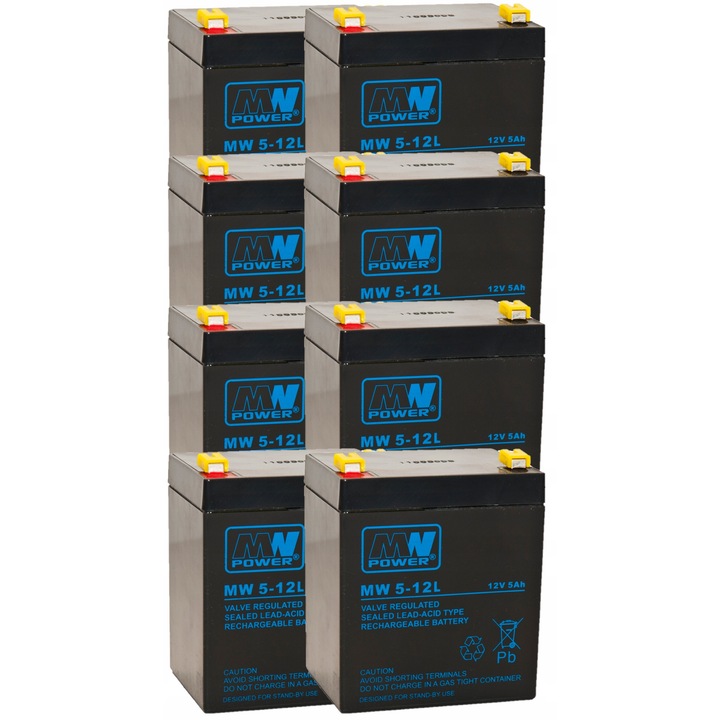 Set acumulatori MW 5-12L, 8 bucati, tehnologie AGM, 12V, 5Ah