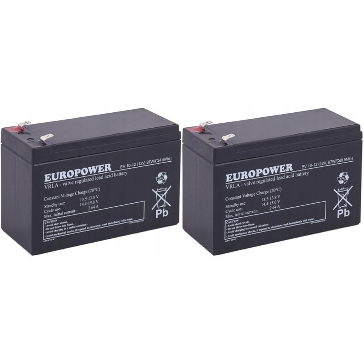 Set acumulatori EUROPOWER RBC131 2x EV 10-12, 12V, 10Ah, tehnologie AGM