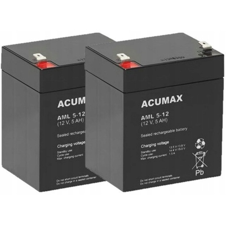 Set acumulatori ACUMAX RBC20, 2x AML 5-12, 12V, 5Ah, tehnologie AGM