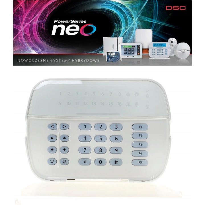 Клавиатура LED HS2LEDE1, DSC, бяла, 168x122x20мм, IP30, IK04