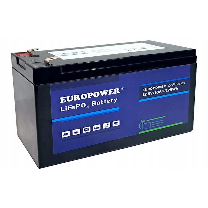 Acumulator LiFePO4 EUROPOWER LFP 12,8V 10Ah, IP56, 95x151x65mm
