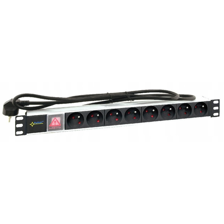 Prelungitor RACK Pulsar 8 guri 3500W 19"x1U, 1.7m, negru