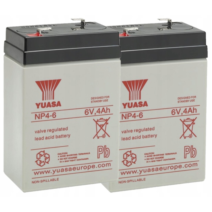 Set acumulatori Yuasa NP4-6 6V 4Ah pentru UPS APC