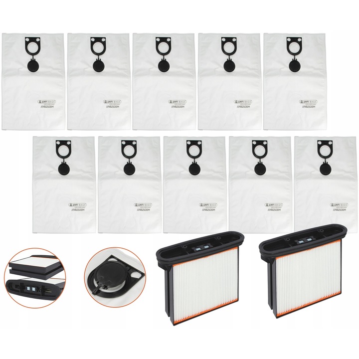 Set 10x Sac Syntetic pentru Aspirator cu 2x Filtru HEPA, Neoprofi