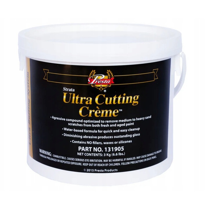 Pasta Presta Ultra Cutting Creme 3kg, pentru corectarea zgarieturilor, fara ceara, pentru lacuri si gelcoat