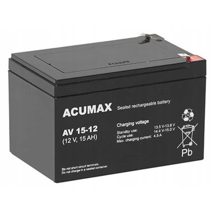 Acumulator Powerbat 12V 12Ah AGM, 150x98x100mm, pentru descarcari profunde