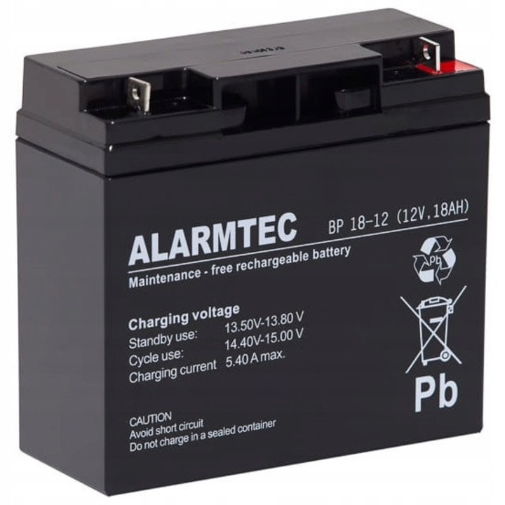 Acumulator ALARMTEC BP 18-12 AGM VRLA 12V 18Ah 168x77x182mm sigilat