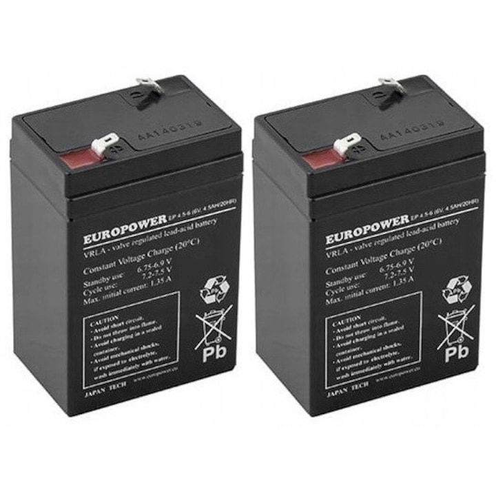 Set acumulatori EUROPOWER 2x EP 4,5-6, 6V, 4,5Ah, tehnologie AGM