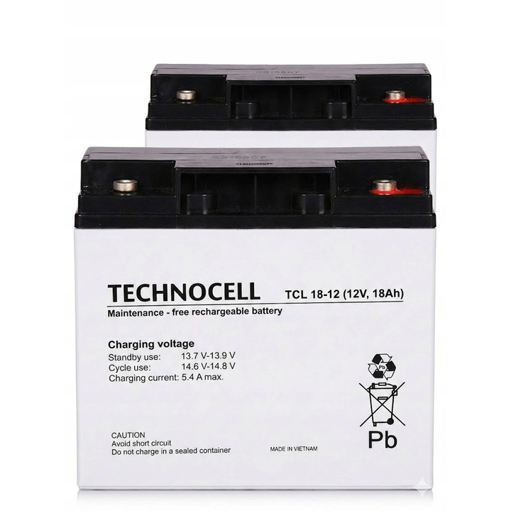 Set 2x Acumulatori UPS 12V 18Ah Technocell TCL 18-12 AGM, M5, Economici