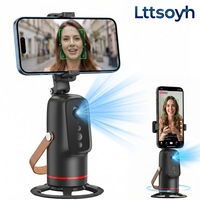 lttsoyh® Suport smart cu urmarire automata，360° Urmarire，Suport Telefon cu Urmarire AI, Faciala Chip iFLYTEK 1800mAh， Baterie Dual Lumini LED Foto ，compatibil iPhone si Android, ideal pentru vlogging sau creatori de continut TikTok, Youtube