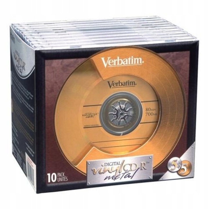 CD-R Verbatim, set 10 buc, 80 minute, 5 discuri argintii, 5 discuri aurii