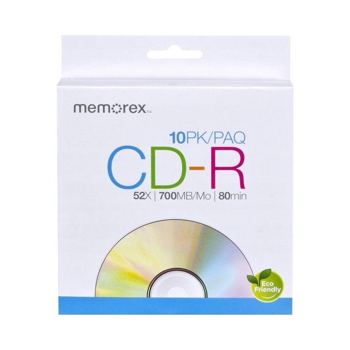 Set 100 CD-R Memorex 700 MB, 52X, imprimabil pe toata suprafata, mat