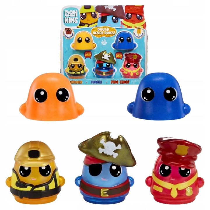 Set masa plastica DohKins Hero Pack, roz, pentru copii de peste 3 ani, include figurina iepuras si tava de modelare