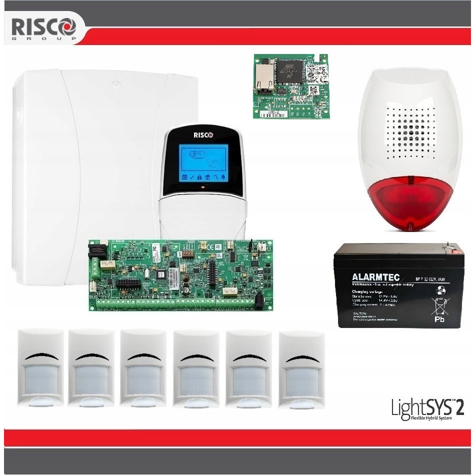 Panel Risco Lightsys Sistem alarm LightSYS 2, Risco, set 6x PIR, alb, pentru acasa, magazin ...