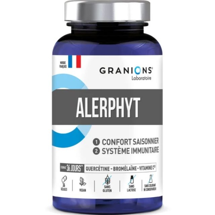 Supliment alimentar Granions Alerphyt, 36 capsule, quercetina, bromelaina, natural, pentru alergii