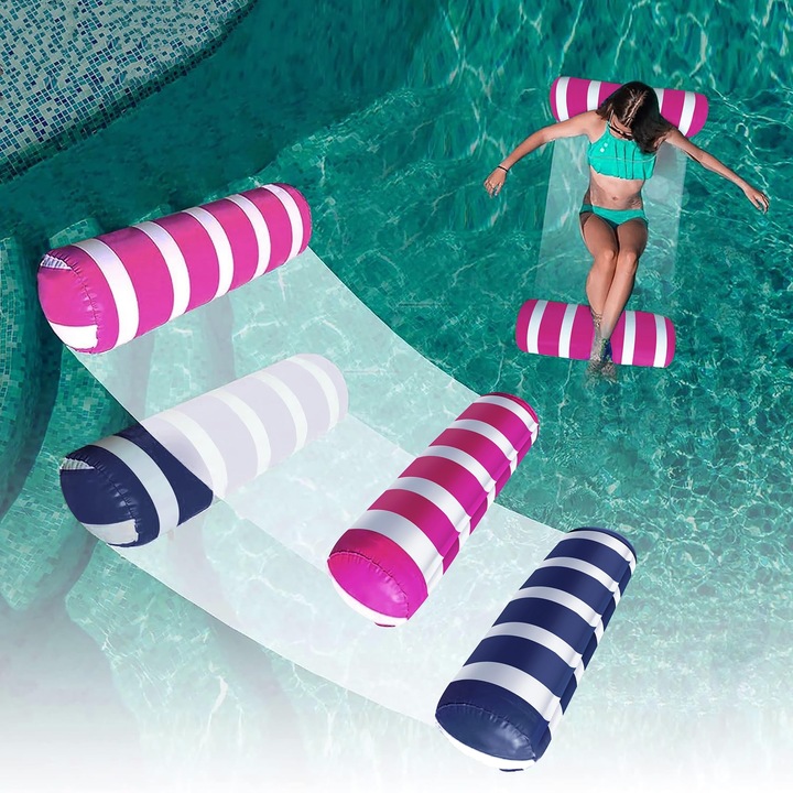 Set 2 hamace plutitoare gonflabile, roz și albastru-navy, 100 kg, pentru piscină