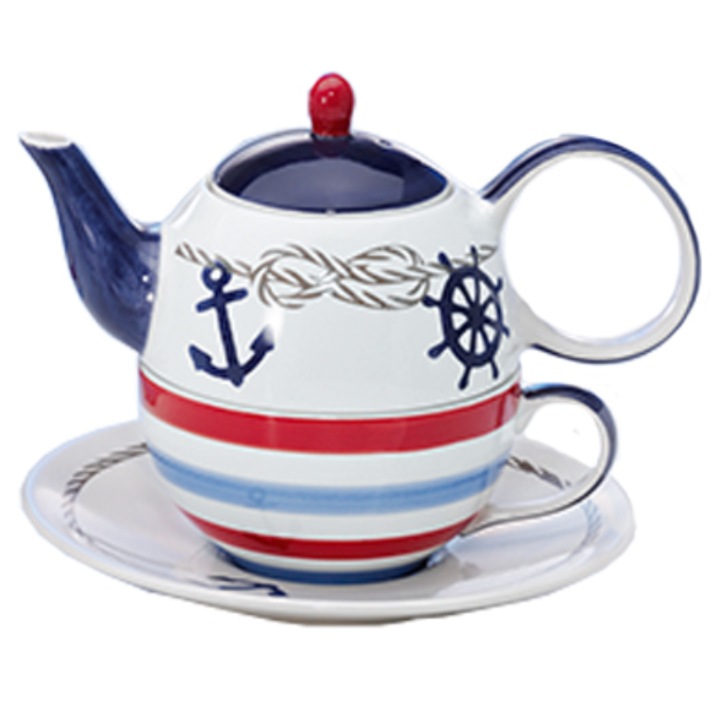 Ceainic cu ceasca - Tea for one - Silje, Multicolor, Portelan, 600 ml