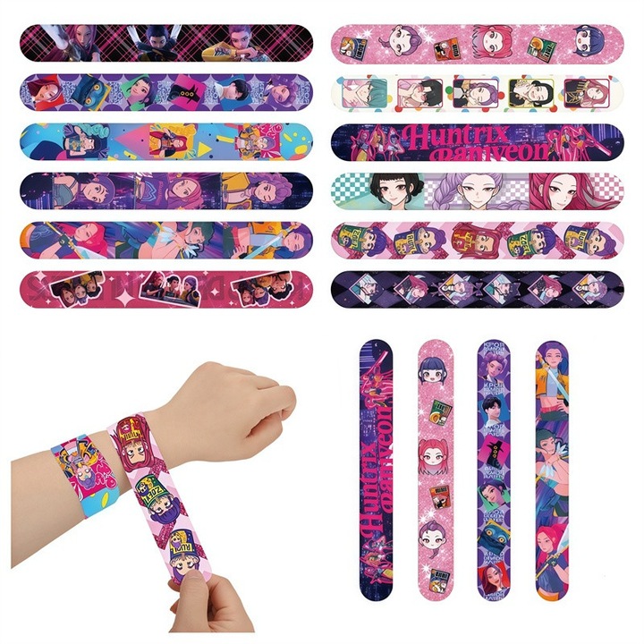 Set bratari snap pentru petrecere, Chelfonds, 12 bucati, multicolor, 3x22cm