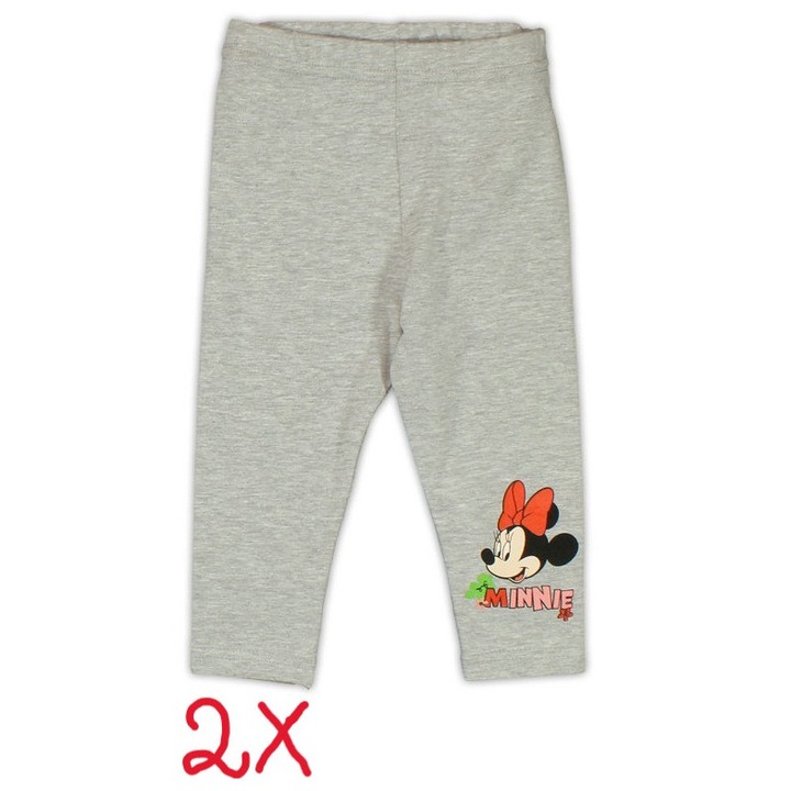 Set 2 Perechi Pantaloni Fete, Disney, Minnie Mouse, gri, 74cm, 9-12 luni