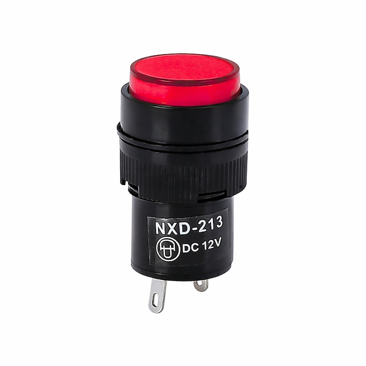 Indicator luminos LED, FILN, tip pilot, rosu, 16mm, 12V DC