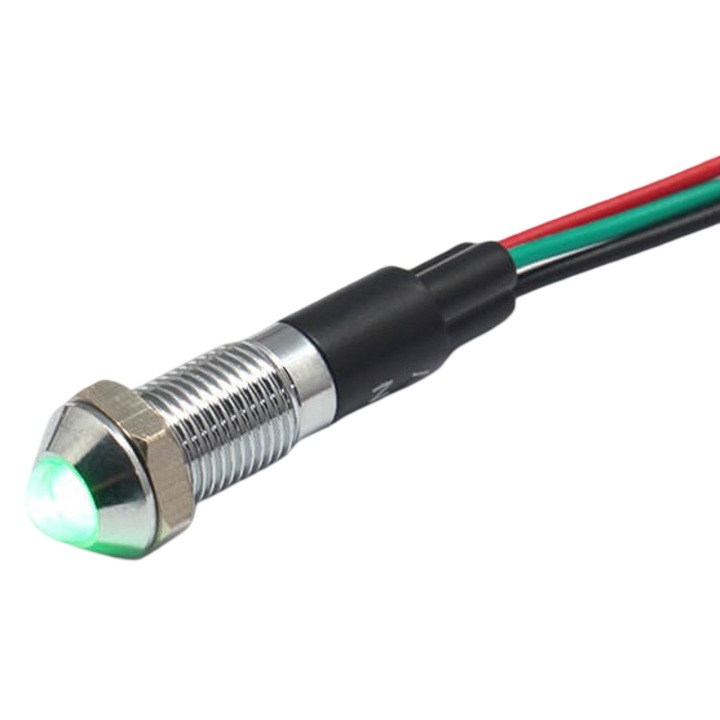 Indicator LED bicolor FILN, montaj pe panou, 8mm, rosu+verde, 12-24V DC, IP65