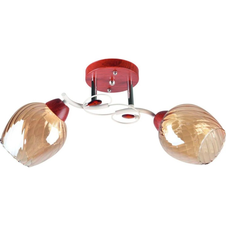 Полилей Klausen Over 2, череша + бял + прозрачен, 47x13x23см, 2 източника E27