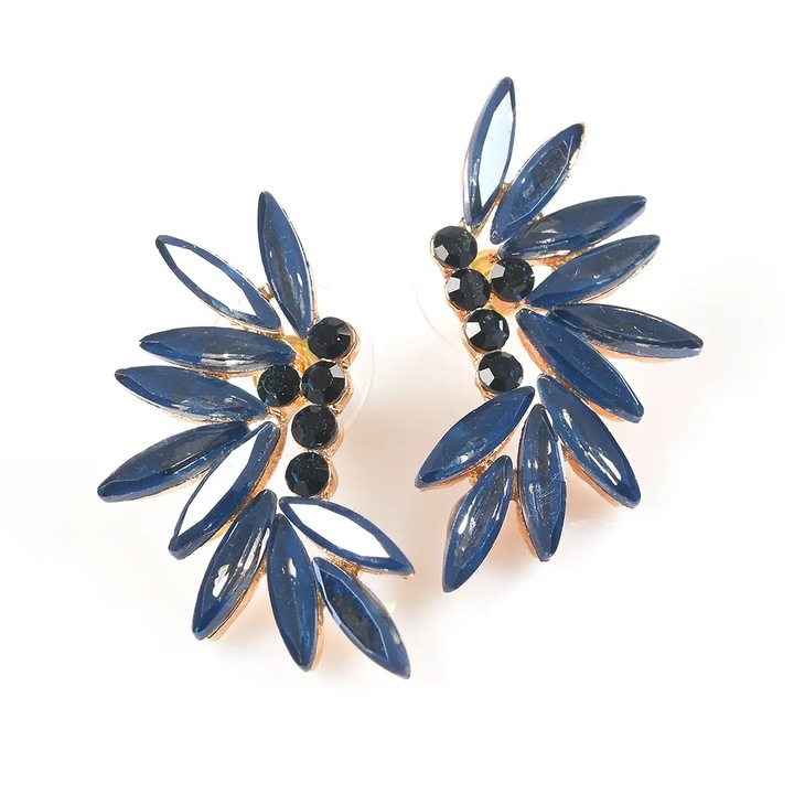 Cercei Meli Melo cu pietre albastre si accente aurii, 2x3.5cm