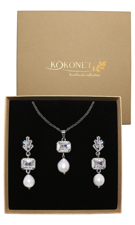 Set bijuterii KOKONET cu perle, cercei și colier