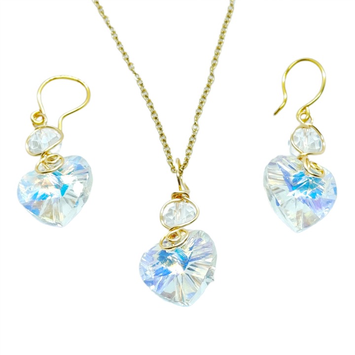 Set pandant cu cercei, Lola Bijoux, multicolor, manual, inox