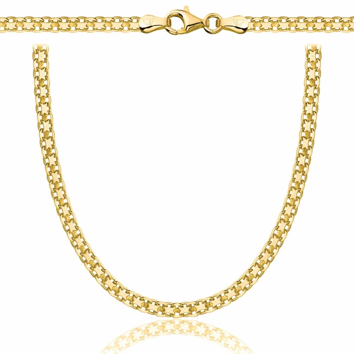 Colier uStory Bismarck, argint 925 placat cu aur 585, latime 3 mm, 55cm, set cadou